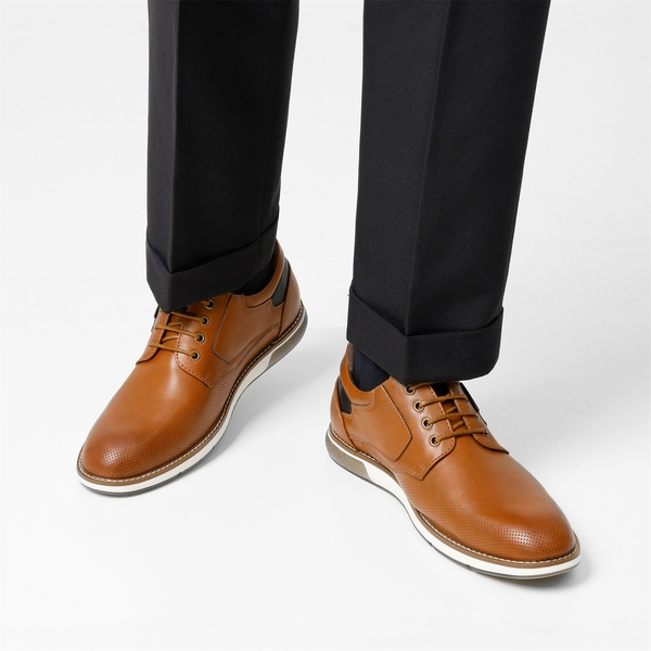 Men's Modern Casual Oxford Shoes - BROWN - 6